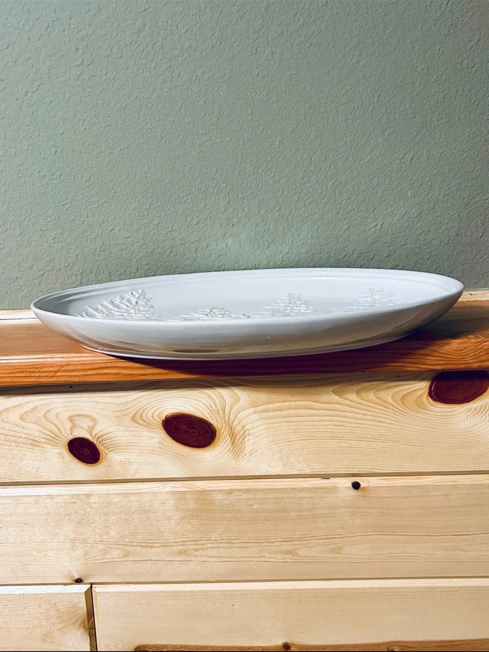 Pottery Barn DONDER Deer serving platter Oval Woodland Scene